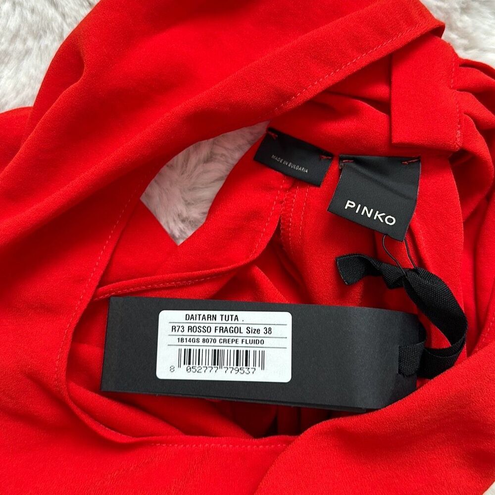 PINKO Daitarn Fluid Crepe Jumpsuit Red Size 2 US - Picture 7 of 11